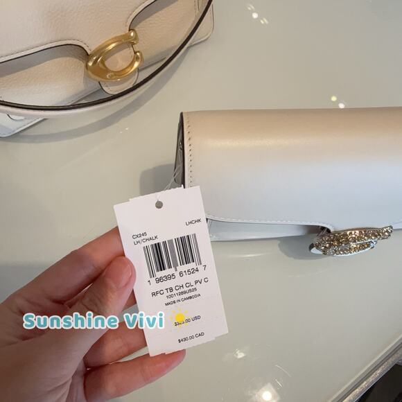 NWT Coach CX245 Tabby Chain Clutch Bag With Pave Crystals Chalk - Picture 2 of 7